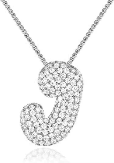 Colgante Plateado Inicial con circonita pavé