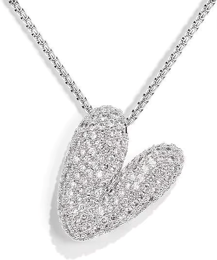 Colgante Plateado Inicial con circonita pavé