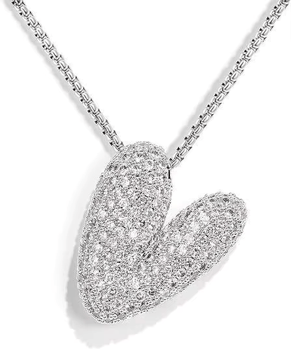 Colgante Plateado Inicial con circonita pavé