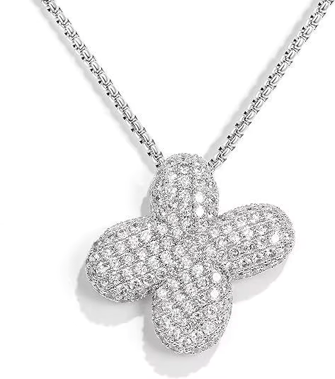 Colgante Plateado Inicial con circonita pavé