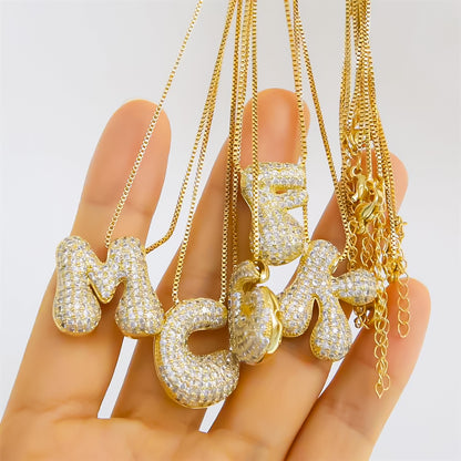 Colgante Bubble Inicial con circonita pavé