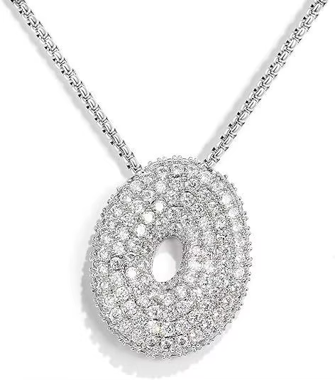 Colgante Plateado Inicial con circonita pavé