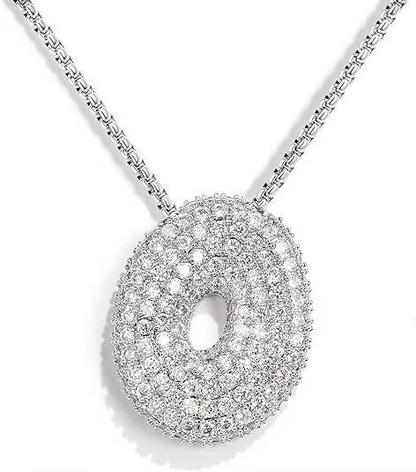 Colgante Plateado Inicial con circonita pavé