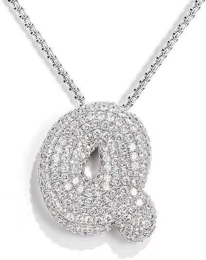 Colgante Plateado Inicial con circonita pavé