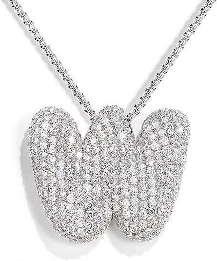 Colgante Plateado Inicial con circonita pavé