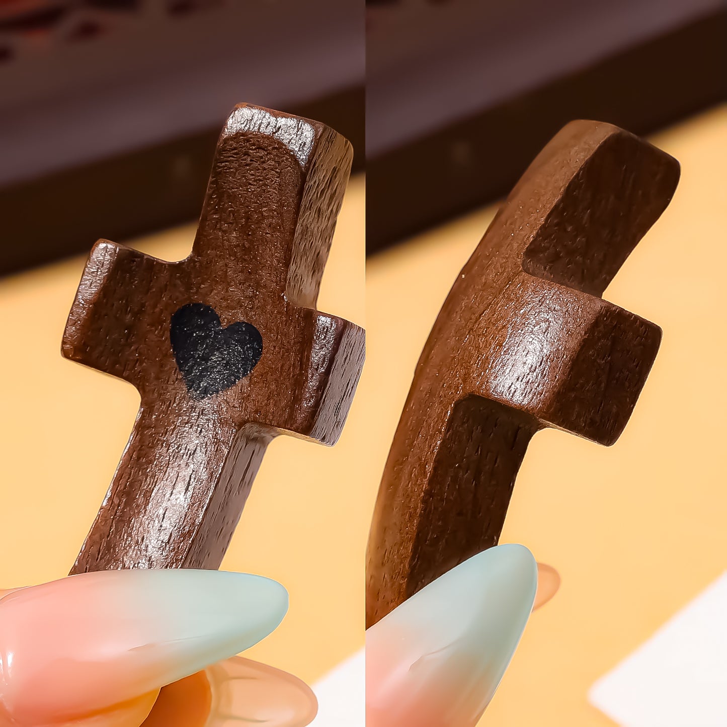 Cruz de Madera con Corazón | Un Símbolo de Fe para Llevar Contigo | Amor y Protección en tu Mano
