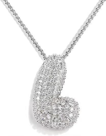 Colgante Plateado Inicial con circonita pavé