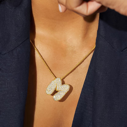 Colgante Bubble Inicial con circonita pavé