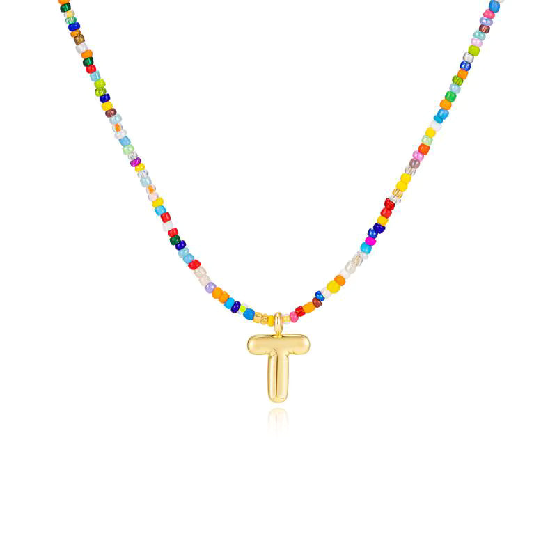 Colgante Inicial multicolor | Baño de Oro 18K y Personalizado Hecho a Mano