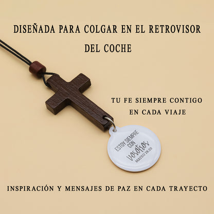 Cruz de Madera para coche con dispositivo NFC
