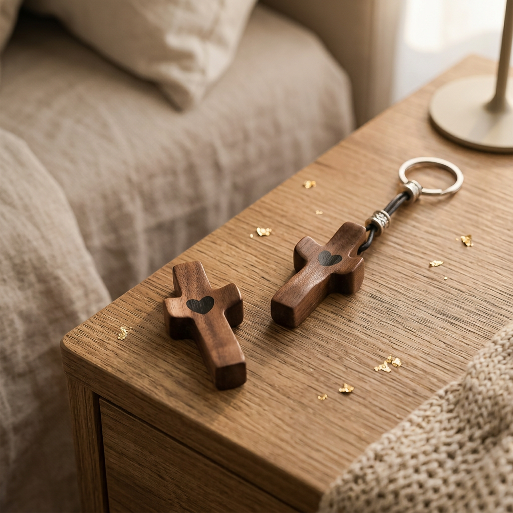 Set de 1 Cruz de Madera + 1 Llavero cruz