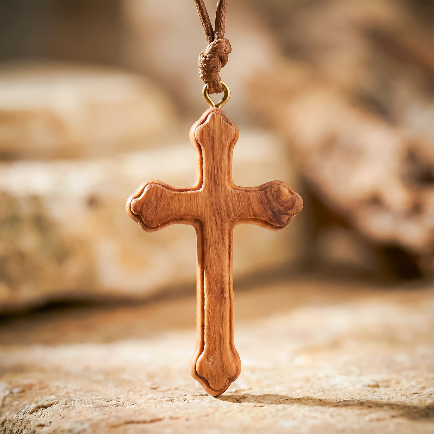 Colgante cruz de olivo hecha a mano | Protección y Artesanía