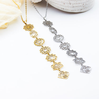 Colgante Chakras | Equilibrio y Energía Interior | Acero Inoxidable con baño oro 18K o plata