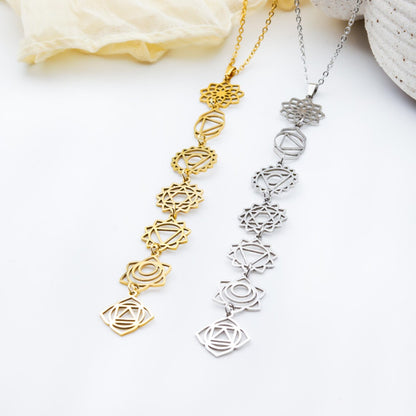 Colgante Chakras | Equilibrio y Energía Interior | Acero Inoxidable con baño oro 18K o plata