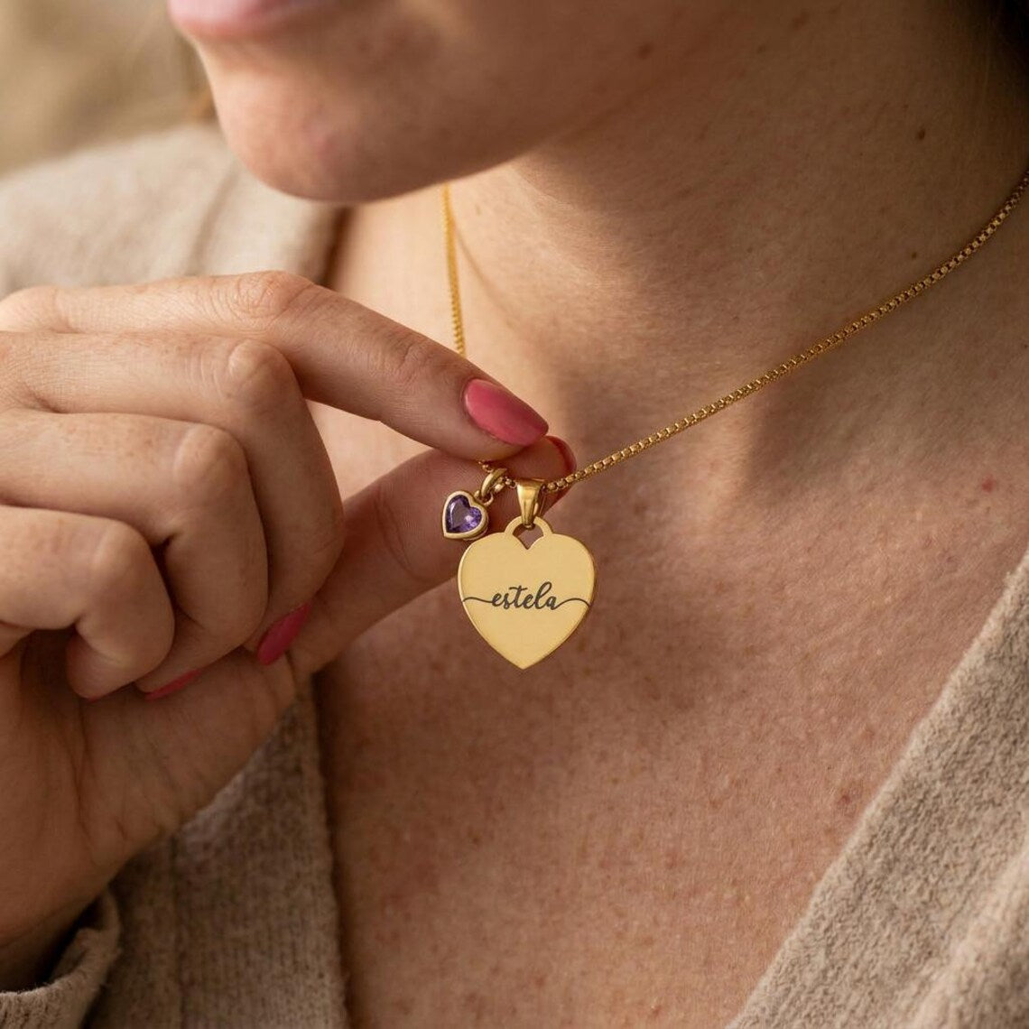 Custom Initial, Name, and Birthstone Pendant