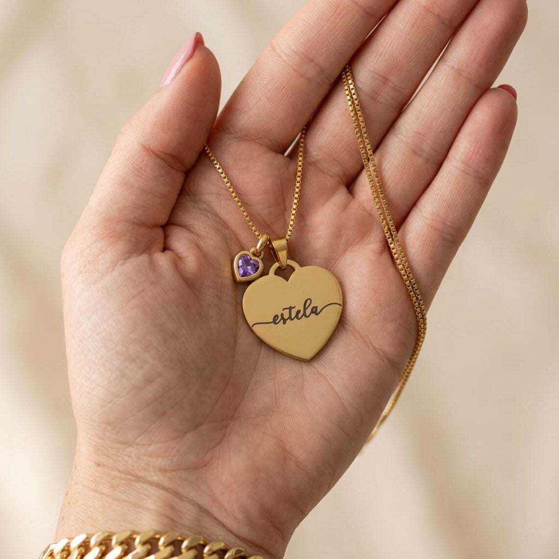 Custom Initial, Name, and Birthstone Pendant