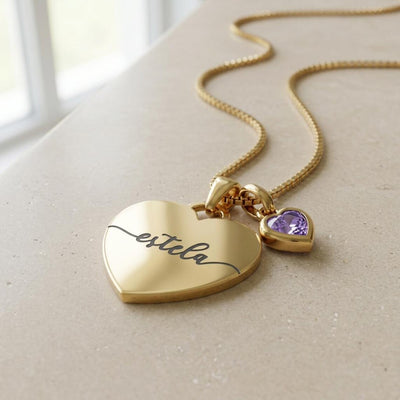 Custom Initial, Name, and Birthstone Pendant