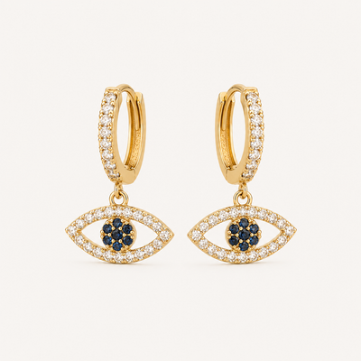 Pendientes Ojo Aura bañado en oro 18k