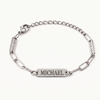 Pulsera Paperclip con 3 Nombres Personalizado